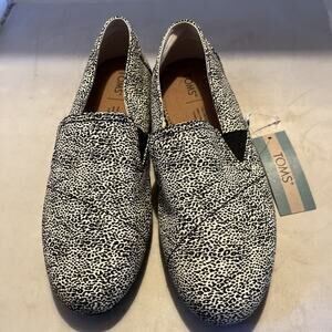 Toms Women Shoes Redondo Leopard Slip On Animal Print Black Size 7 Flats Casual